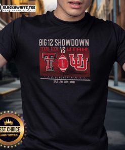 Top Utah Utes vs Texas Tech Red Raiders Big 12 Showdown T-Shirt featuring team logos and vibrant colors, Salt Lake City.