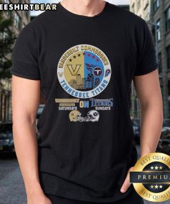 Vanderbilt Commodores and Tennessee Titans football logo t-shirt for match day, perfect for game day spirit.