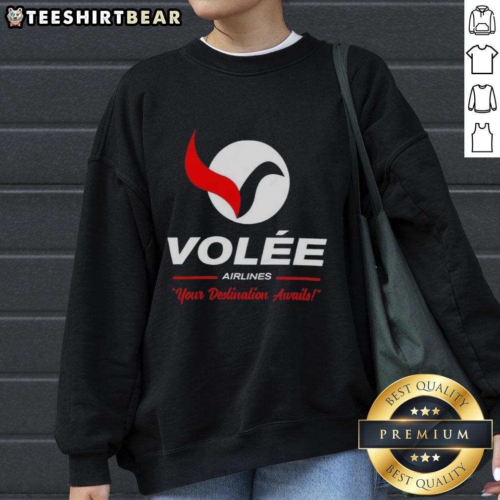 Top Volée Airlines Your Destination Awaits Logo Sweatshirt Top Volee Airlines logo sweatshirt featuring stylish design, perfect for travel enthusiasts. Your destination awaits!