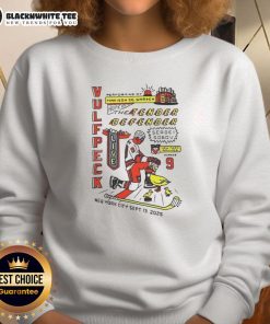 Alt Text: Top Vulfpeck The Tender Defender sweatshirt displayed in New York City, showcasing vibrant colors and stylish design.