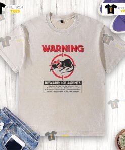 Top warning 'Beware ICE Rats' graphic on a washed t-shirt, perfect for casual wear and raising awareness about ice rats.