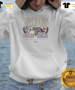 Top Washington State Cougars and Washington Huskies football Apple Cup rivalry hoodie featuring team helmets.