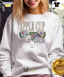 Alt Text: Top Washington State Cougars and Washington Huskies Apple Cup rivalry helmet sweatshirt design