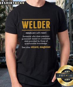 Top Welder See Also Wizard Magician T-Shirt featuring a creative design for welding enthusiasts and magic fans.