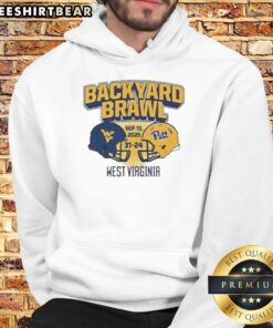Top West Virginia Mountaineers beat Pittsburgh Panthers 31-24 hoodie featuring Backyard Brawl design.