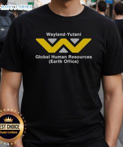 Alt Text: Top Weyland-Yutani Global Human Resources T-Shirt featuring a sleek design and logo for fans and employees.