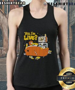 Model wearing a trendy Top-Yea-Im-Live tank top, showcasing its stylish design and comfortable fit for casual outings.