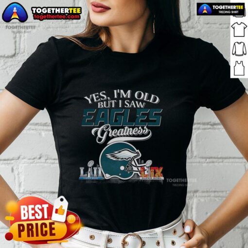 Philadelphia Eagles Super Bowl helmet skyline graphic on a ladies tee, celebrating the team's greatness for fans.