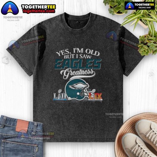 Vintage Philadelphia Eagles Super Bowl helmet graphic on a washed t-shirt, showcasing team pride and nostalgia.