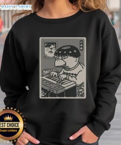 Alt Text: Pretty Yokai Synths Japanese Retro Sweatshirt featuring colorful yokai designs on a cozy fabric background.