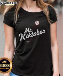 Official Mr. Kiktober Los Angeles Dodgers baseball tee for ladies featuring a stylish design for the clutch season.