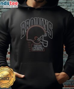 Alt Text: Original Bud Light Cleveland Browns hoodie featuring team colors and logo, perfect for fans supporting their team.