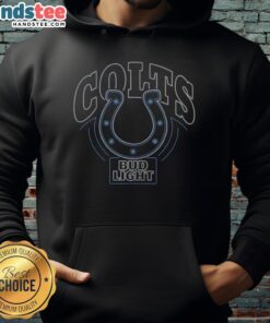 Original Bud Light Indianapolis Colts hoodie featuring team colors and logo, perfect for fans and game day attire.