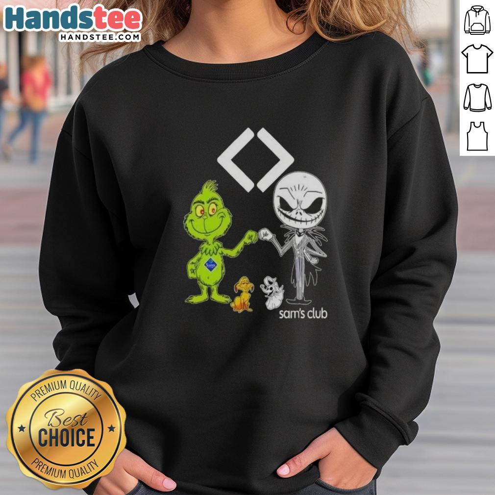 Awesome Sams Club X Grinch And Jack Skellington Fist Bump Friends Sweatshirt