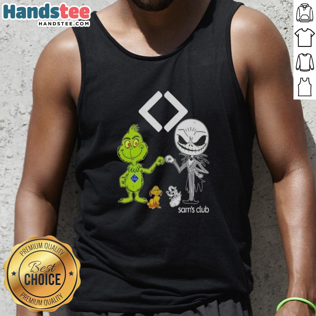 Awesome Sams Club X Grinch And Jack Skellington Fist Bump Friends Tank Top