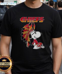 Alt Text: Cute Snoopy in War Bonnets with Kansas City Chiefs Football Helmet T-Shirt design for fans and collectors.
