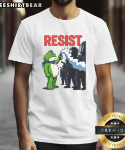 Top Portland Frog trending funny video protest resist T-shirt featuring a humorous frog graphic and bold text design.