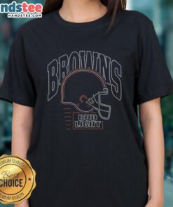 Original Bud Light Cleveland Browns ladies tee, featuring team colors and logo, perfect for female football fans.