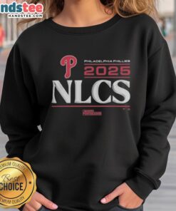 Official Philadelphia Phillies 2025 Division Series Winner locker room sweatshirt displayed on a hanger.