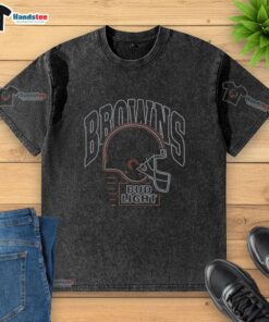 Original Bud Light Cleveland Browns washed t-shirt featuring team logo, perfect for fans and casual wear.
