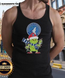 Awesome 2025 Minnesota Timberwolves Christmas Grinch Santa Hat Holiday Tank Top featuring festive design and team logo.