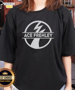 Awesome Ace Frehley logo ladies tee featuring a stylish design perfect for rock music fans and KISS enthusiasts.
