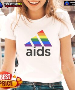 Awesome Aids LGBT logo on a stylish ladies tee, promoting inclusivity and support for the LGBTQ+ community.