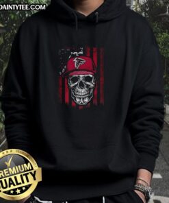 Alt Text: Awesome Atlanta Falcons NFL skull flag football hoodie featuring bold graphics and a comfortable fit for fans.