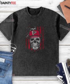 Awesome Atlanta Falcons NFL skull flag football washed t-shirt design featuring bold graphics and vibrant colors.