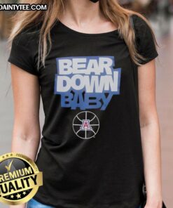 Awesome Bear Down Baby Arizona Wildcats Basketball Ladies Tee in vibrant colors, perfect for game day apparel.
