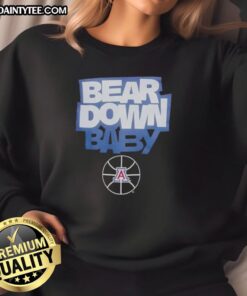 Awesome Bear Down Baby Arizona Wildcats basketball sweatshirt for kids, featuring vibrant team colors and logo.