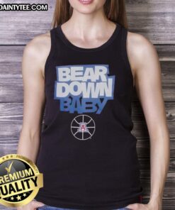 Baby wearing an Awesome Bear Down Arizona Wildcats basketball tank top, showcasing team spirit and style.