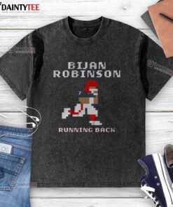 Alt Text: Awesome Bijan Robinson Retro Baller Washed T-Shirt in vibrant colors, showcasing a stylish vintage design perfect for fans.