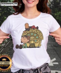 Awesome Boom Baby Peanuts Snoopy Aztec Temple Ladies Tee featuring vibrant graphics and a stylish design for fans.