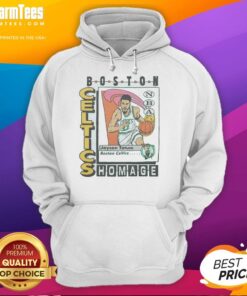Alt Text: Awesome Boston Celtics trading card of Jayson Tatum featured on a stylish hoodie, perfect for fans.