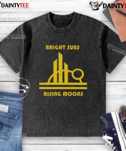 Awesome Bright Suns and Rising Moons washed t-shirt featuring vibrant sun and moon graphics on a soft fabric.