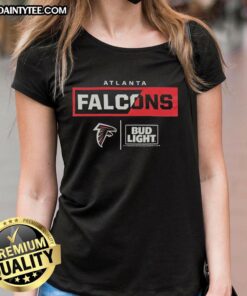 Alt Text: Awesome Bud Light Atlanta Falcons team ladies tee featuring vibrant colors and logo, perfect for game day.