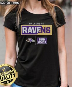 Awesome Bud Light Baltimore Ravens Team Ladies Tee featuring vibrant colors and team logo, perfect for game day.