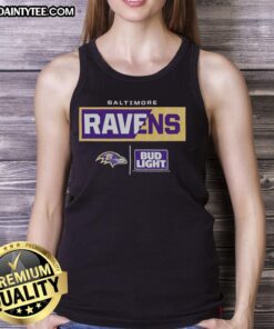 Awesome Bud Light Baltimore Ravens team tank top featuring vibrant colors and logo, perfect for game day and fans.