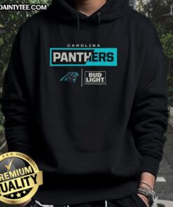 Awesome Bud Light Carolina Panthers team hoodie featuring bold logo, perfect for game day and fan apparel.