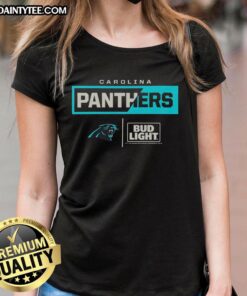 Awesome Bud Light Carolina Panthers team ladies tee featuring vibrant colors and team logo, perfect for game day.