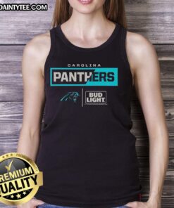 Awesome Bud Light Carolina Panthers team tank top in blue, perfect for game day and showing team spirit.