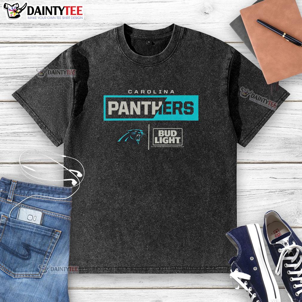 awesome-bud-light-carolina-panthers-team-washed-t-shirt Awesome Bud Light Carolina Panthers team washed t-shirt featuring bold logo and vibrant colors, perfect for game day.