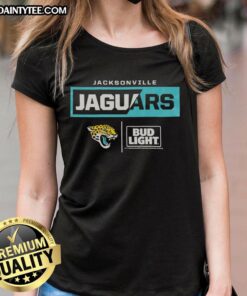 Awesome Bud Light Jacksonville Jaguars team ladies tee featuring vibrant colors and logo, perfect for game day style.
