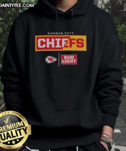 Awesome Bud Light Kansas City Chiefs team hoodie featuring bold team colors and logo, perfect for game day wear.