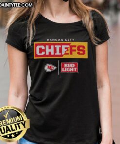 Awesome Bud Light Kansas City Chiefs team ladies tee featuring vibrant team colors and logo, perfect for game day.