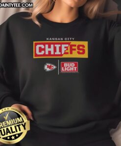 Awesome Bud Light Kansas City Chiefs team sweatshirt showcasing team colors and logo, perfect for fans.