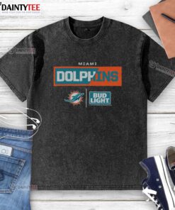 Awesome Bud Light Miami Dolphins washed t-shirt featuring vibrant team colors and logo, perfect for game day apparel.