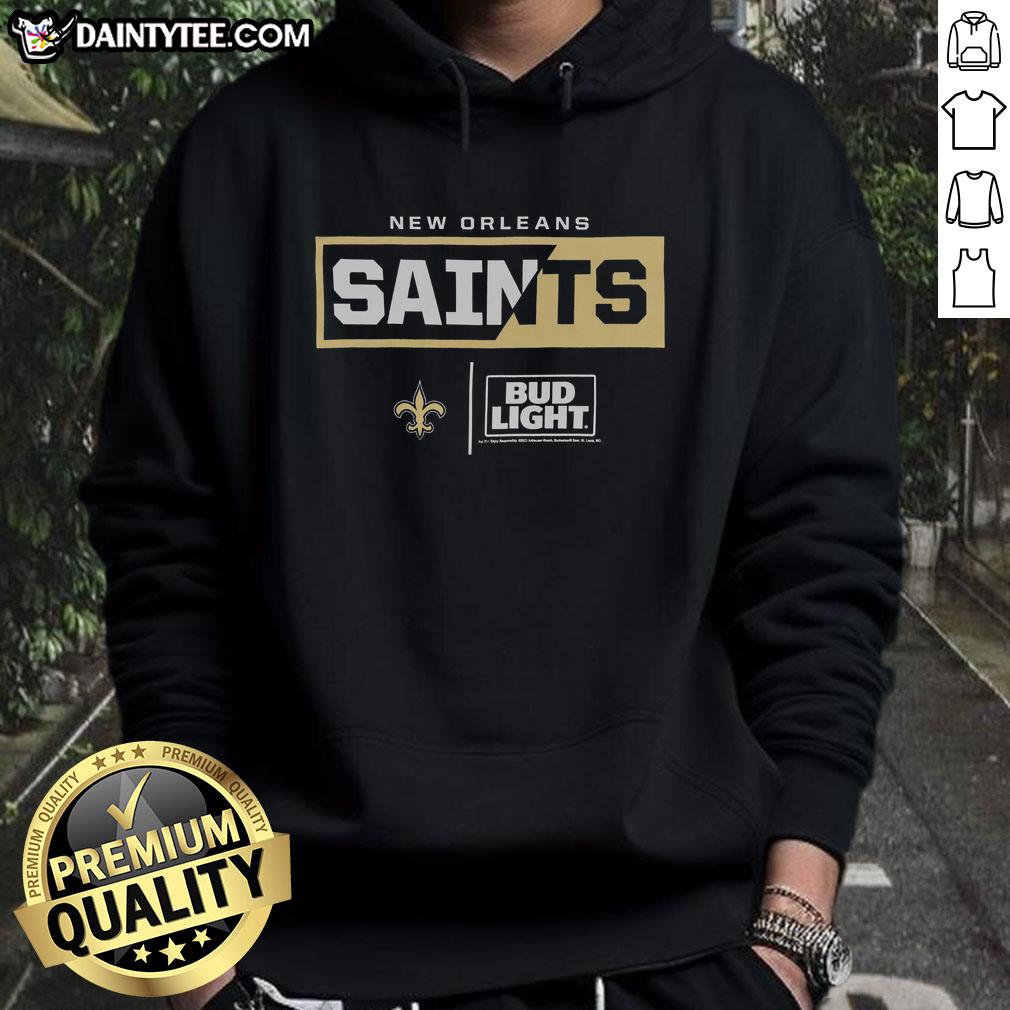 awesome-bud-light-new-orleans-saints-team-hoodie Awesome Bud Light New Orleans Saints team hoodie featuring bold colors and logo, perfect for game day apparel.