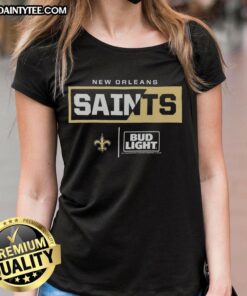 Awesome Bud Light New Orleans Saints team ladies tee featuring stylish design and team colors for passionate fans.